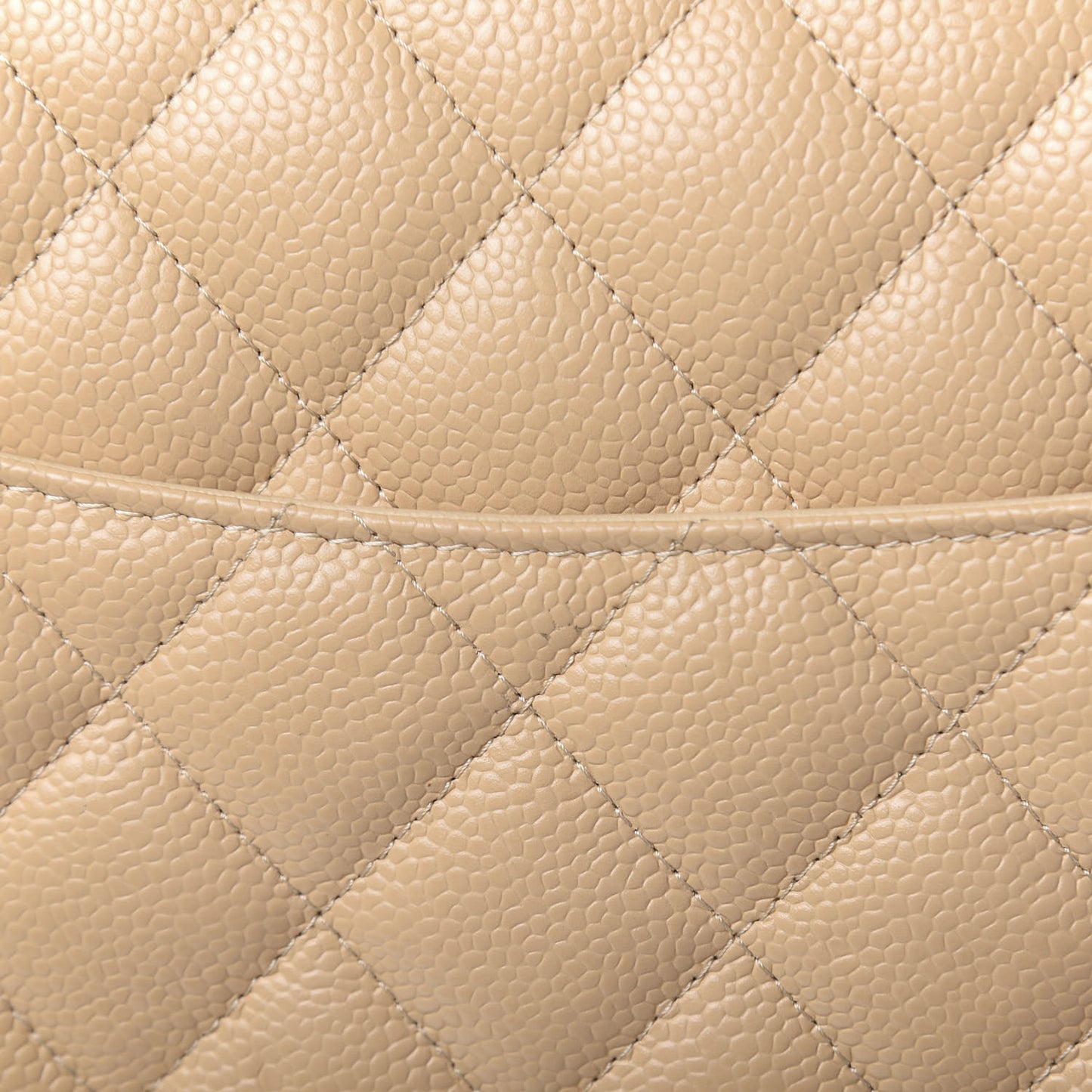 Caviar Quilted Jumbo Double Flap Beige