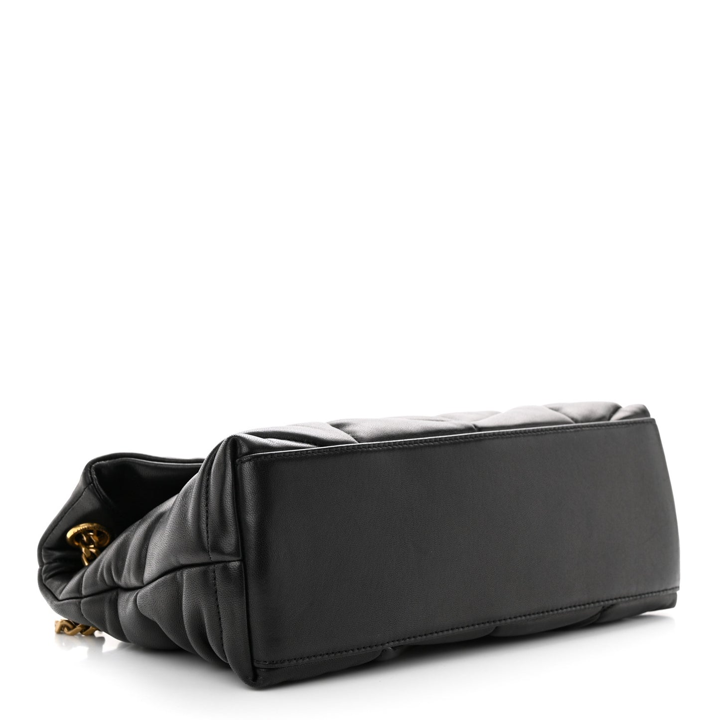 Lambskin Quilted Small Loulou Puffer Monogram Chain Satchel Black