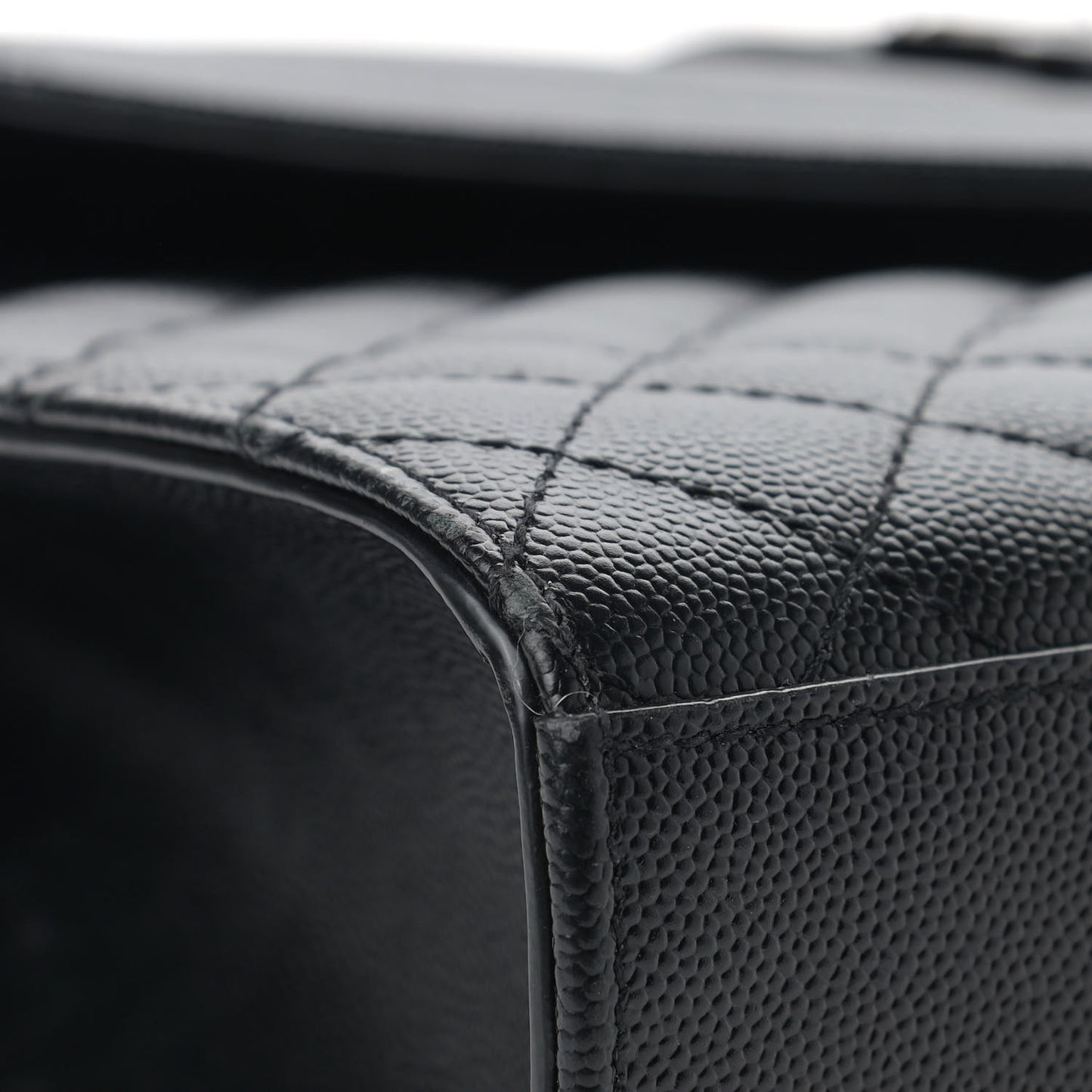 Grain De Poudre Textured Mixed Matelasse Large Triquilt Monogram Monochrome Satchel Black