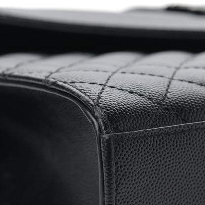 Saint Laurent Grain De Poudre Textured Mixed Matelasse Large Triquilt Monogram Monochrome Satchel Black 5 of 15