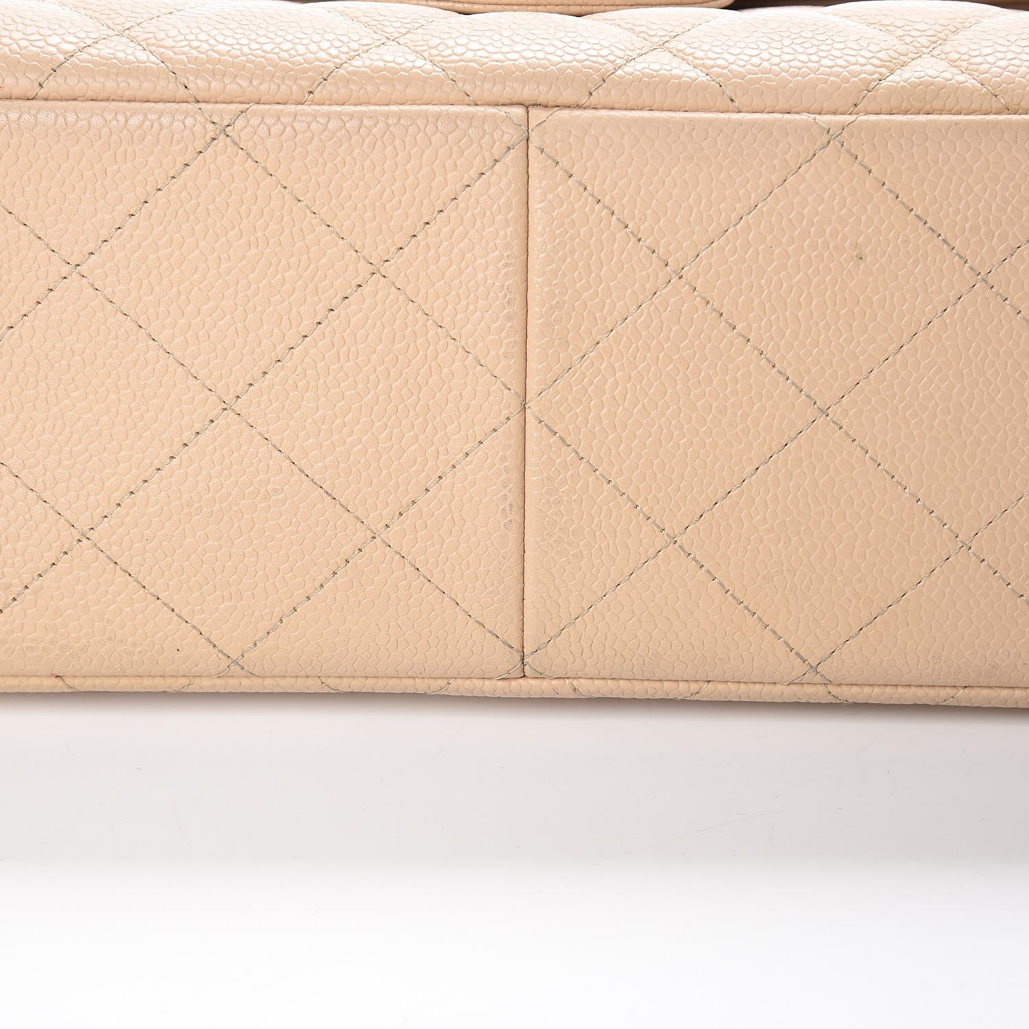 Chanel Caviar Quilted Jumbo Double Flap Light Beige 12 of 26