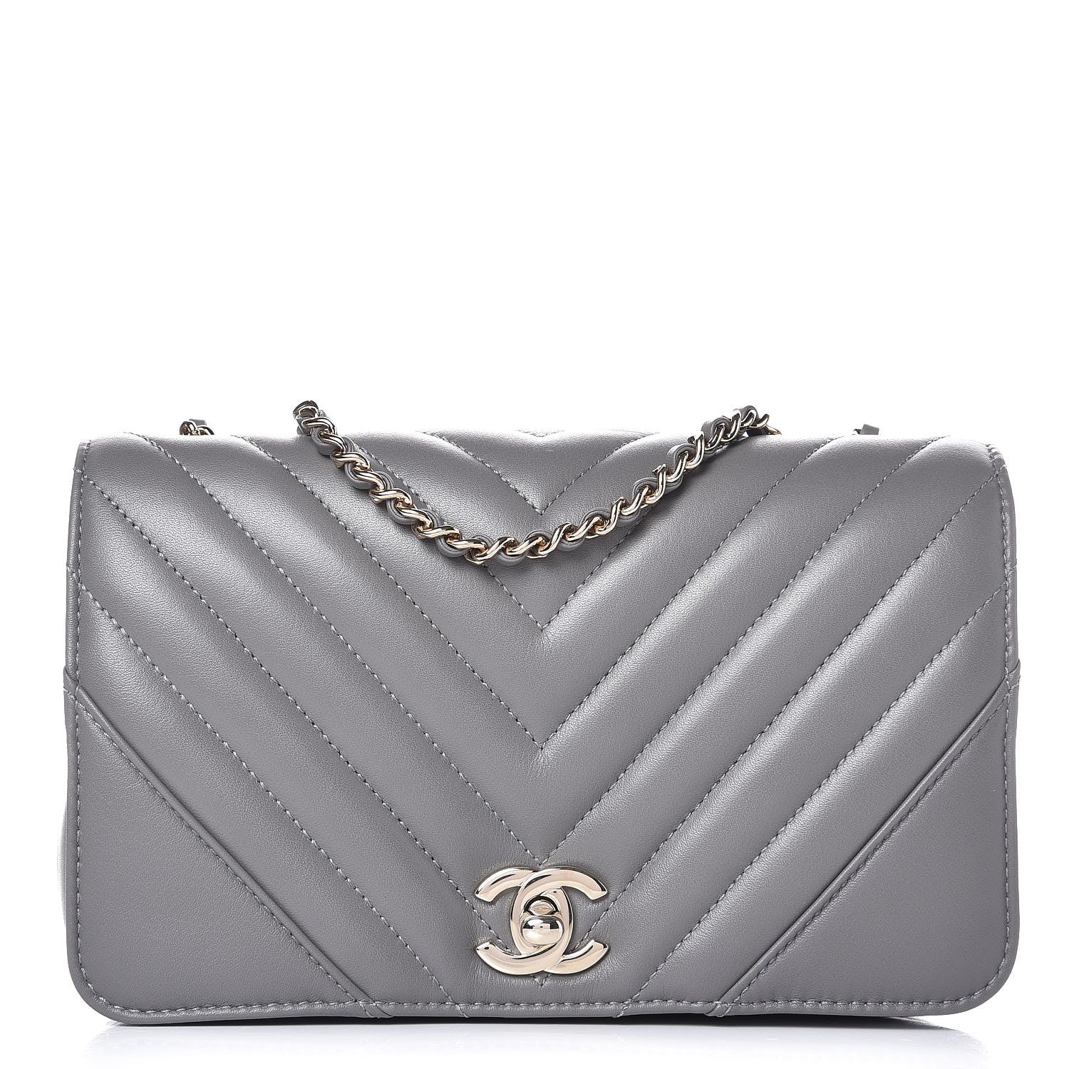 Chanel Calfskin Chevron Quilted Mini Statement Flap Grey 1 of 9