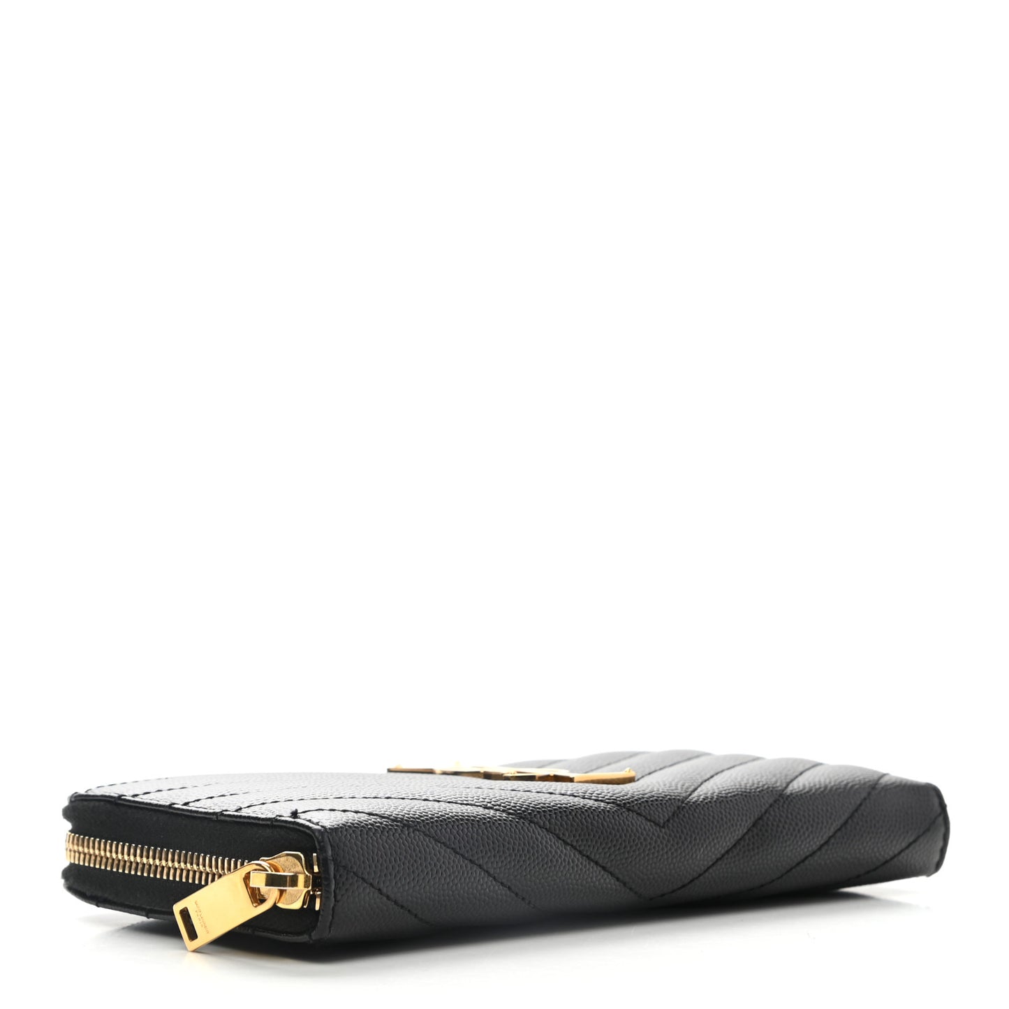 Grain De Poudre Matelasse Chevron Monogram Zip Around Wallet Black