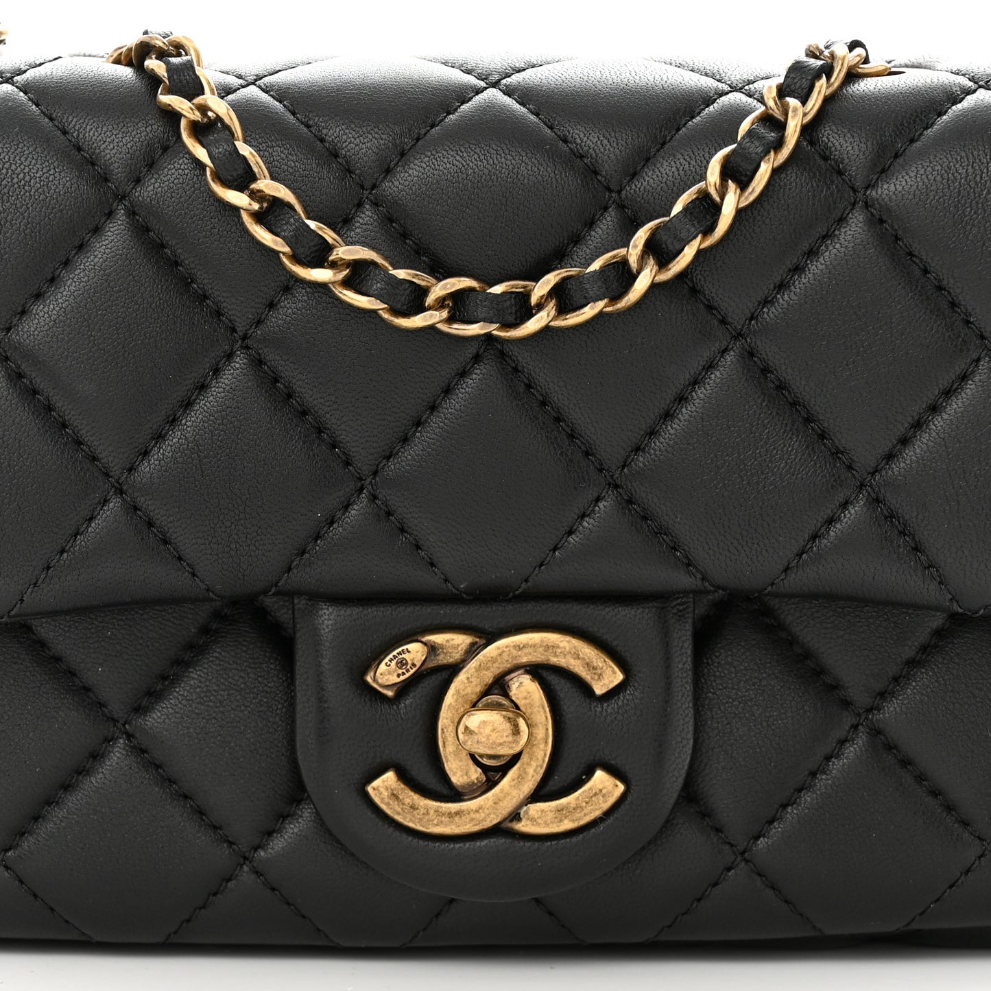 Lambskin Small Grocery By Chanel Flap Black