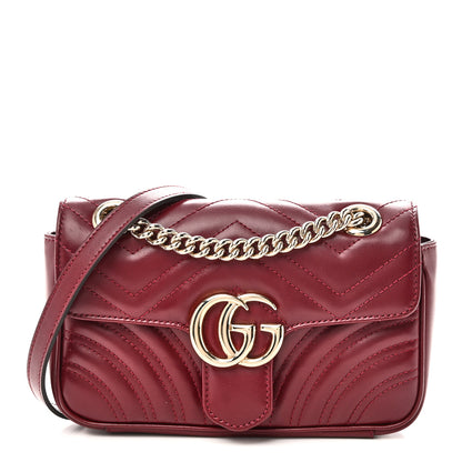 Gucci Calfskin Matelasse Mini GG Marmont Shoulder Bag Rosso Ancora 1 of 11