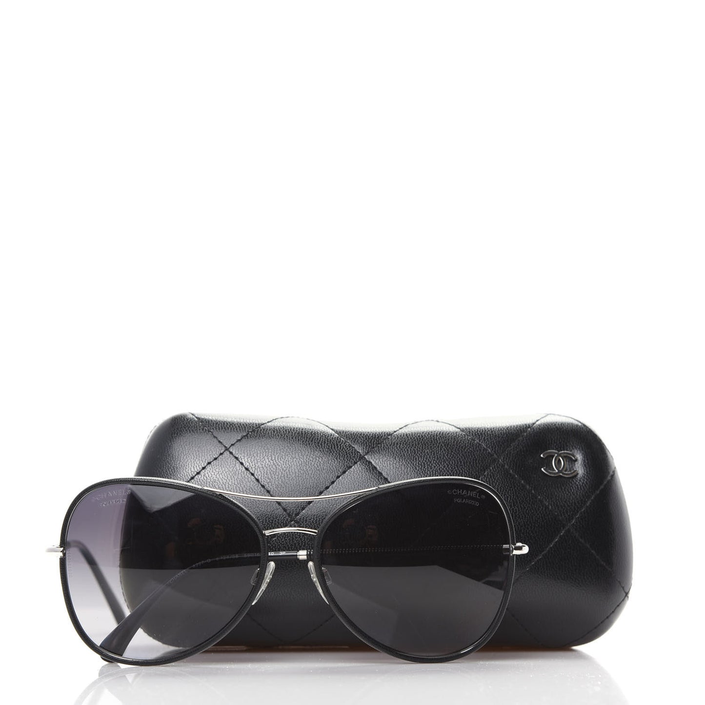 Metal Lambskin Polarized Pilot Fall Sunglasses 4227-Q Black