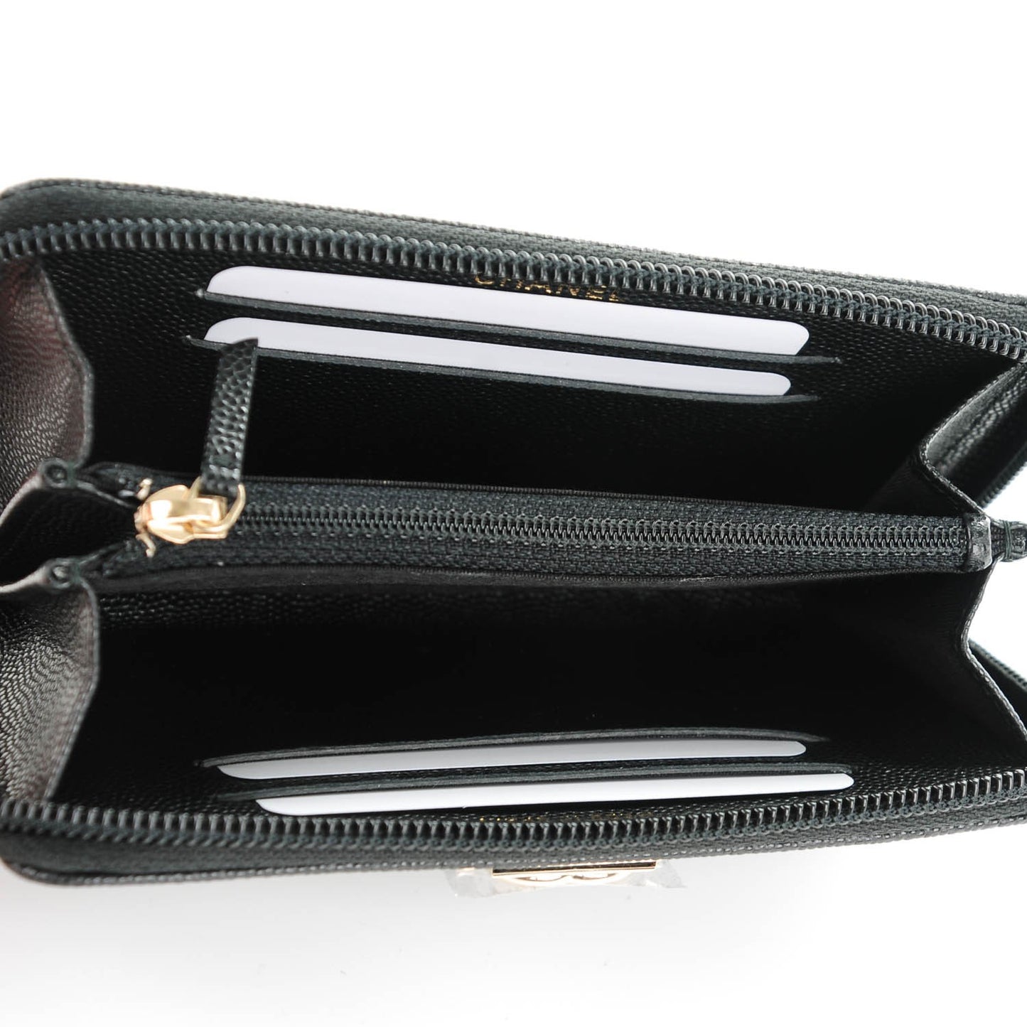 Caviar Quilted Boy Small Zip Around Wallet Black