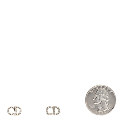 Christian Dior Strass Crystal CD Earrings Gold 2 of 3