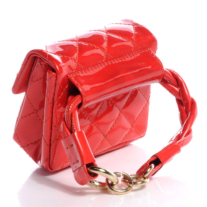 Chanel Patent Quilted 2.55 Ankle Wrist Bag Red 3 of 7