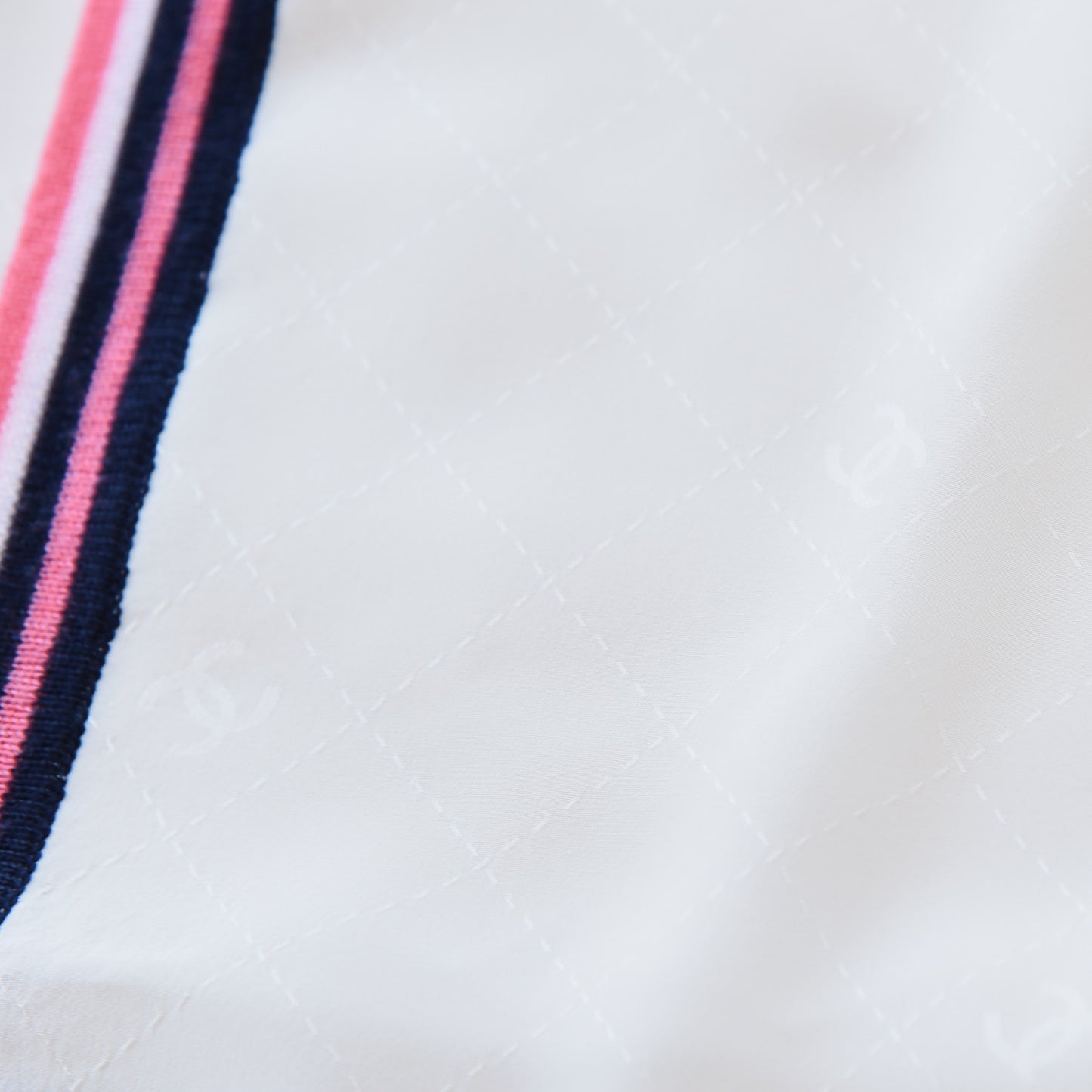 Silk Wool Striped CC Stole White Pink