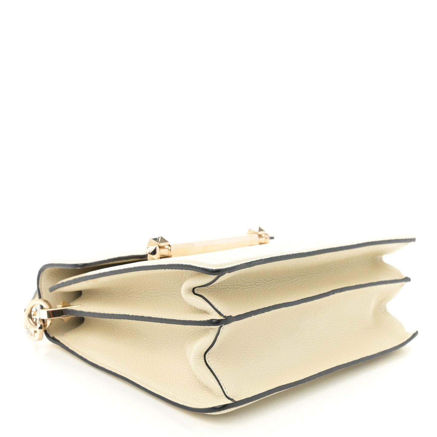 Grainy Calfskin Embossed VLTN Uptown Top Handle Bag Ivory