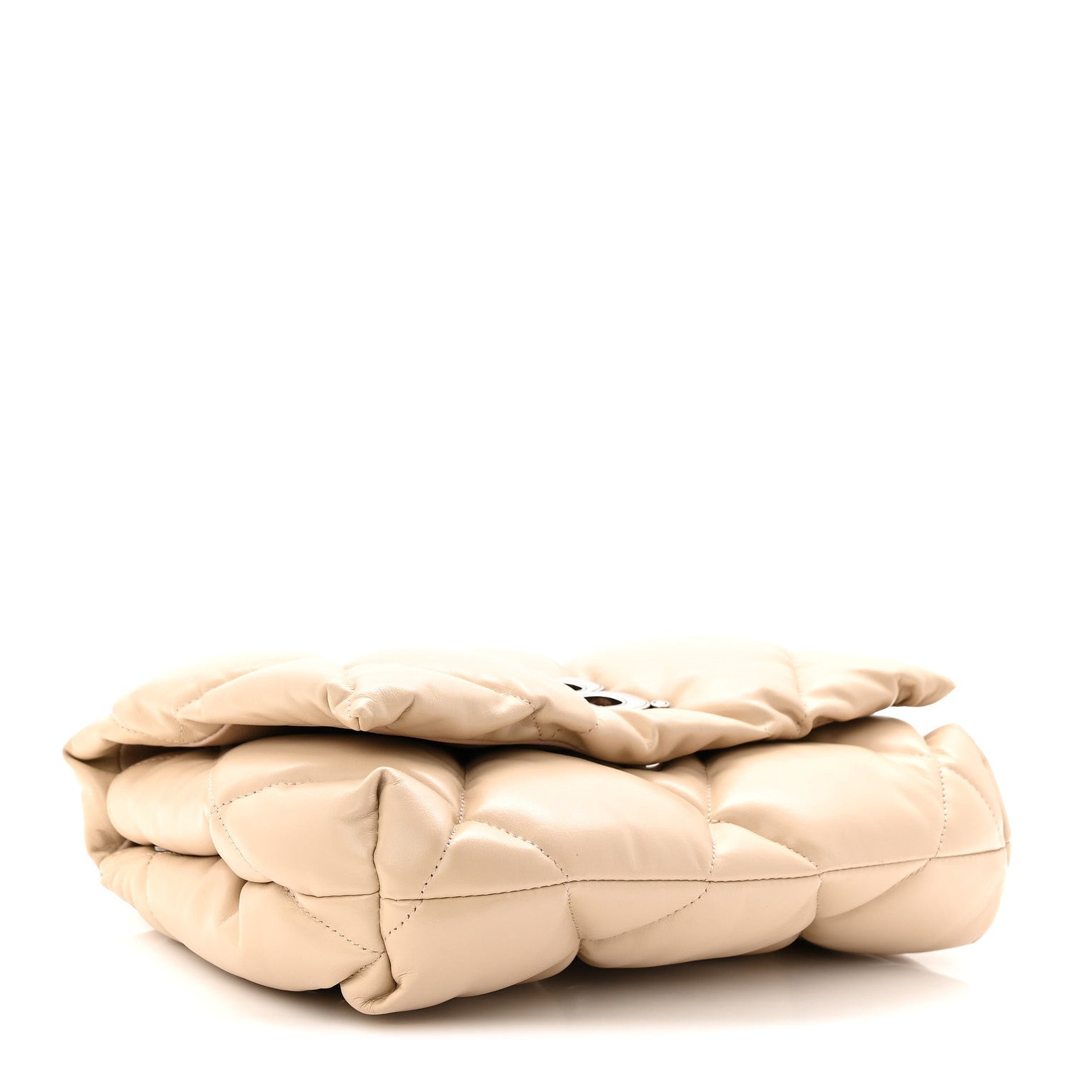 Balenciaga Nappa Calfskin Quilted Touch B Puffy Clutch Light Beige 4 of 8