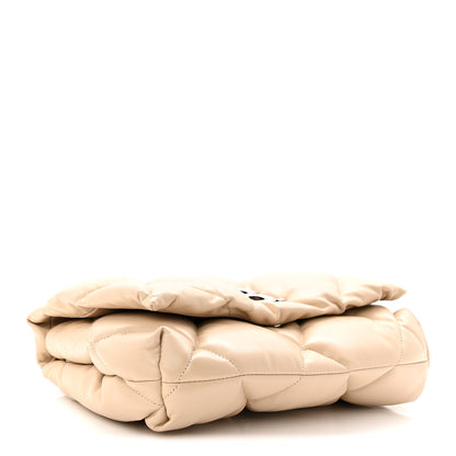 Balenciaga Nappa Calfskin Quilted Touch B Puffy Clutch Light Beige 4 of 8