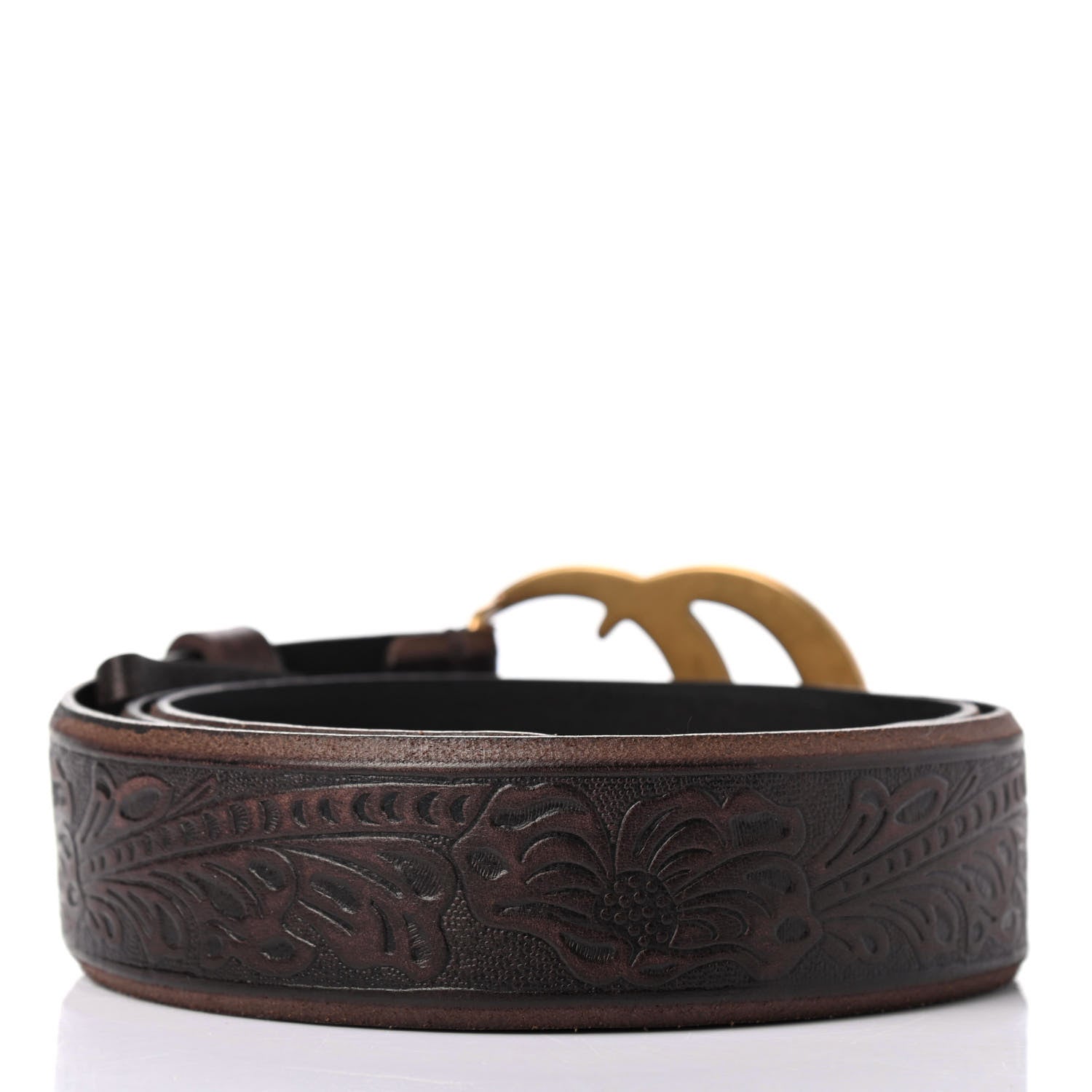 Gucci Calfskin Knurled Double G 40mm Belt 85 34 Testa di Moro 2 of 4