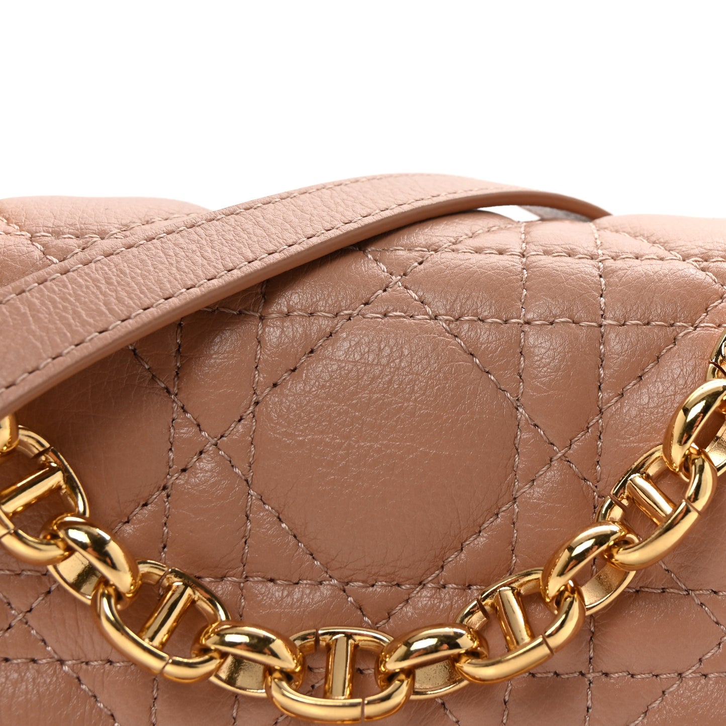 Calfskin Cannage Small Caro Bag Rose De Vents