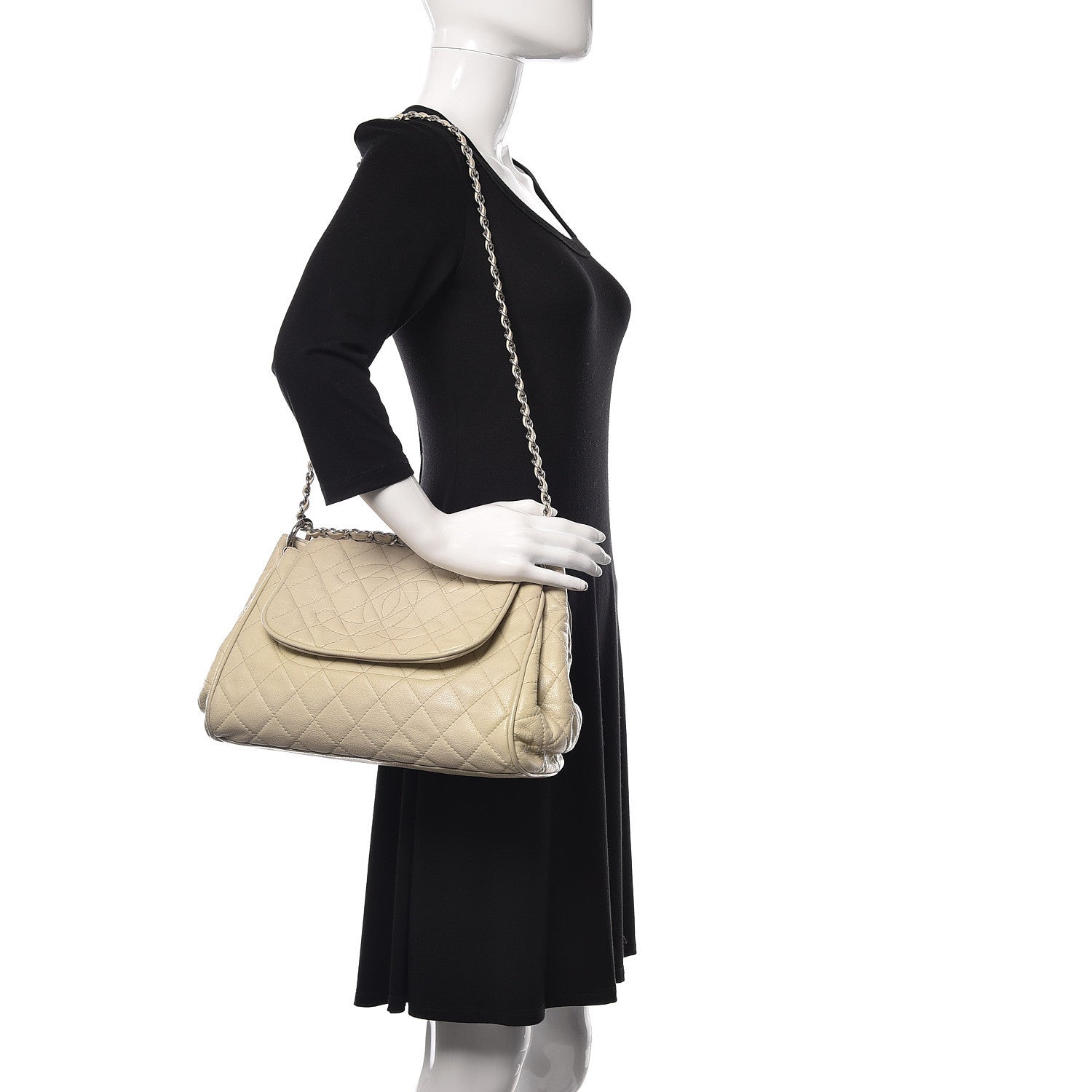 Chanel Caviar Quilted Timeless Accordion Flap Dark White 2 of 16