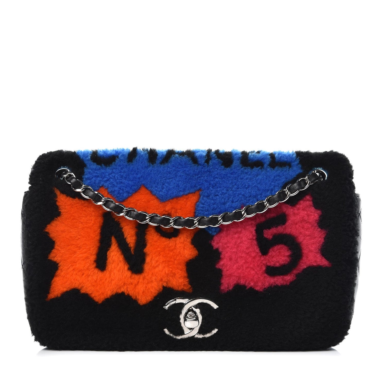 Shearling Lambskin Medium 100% Flap Black