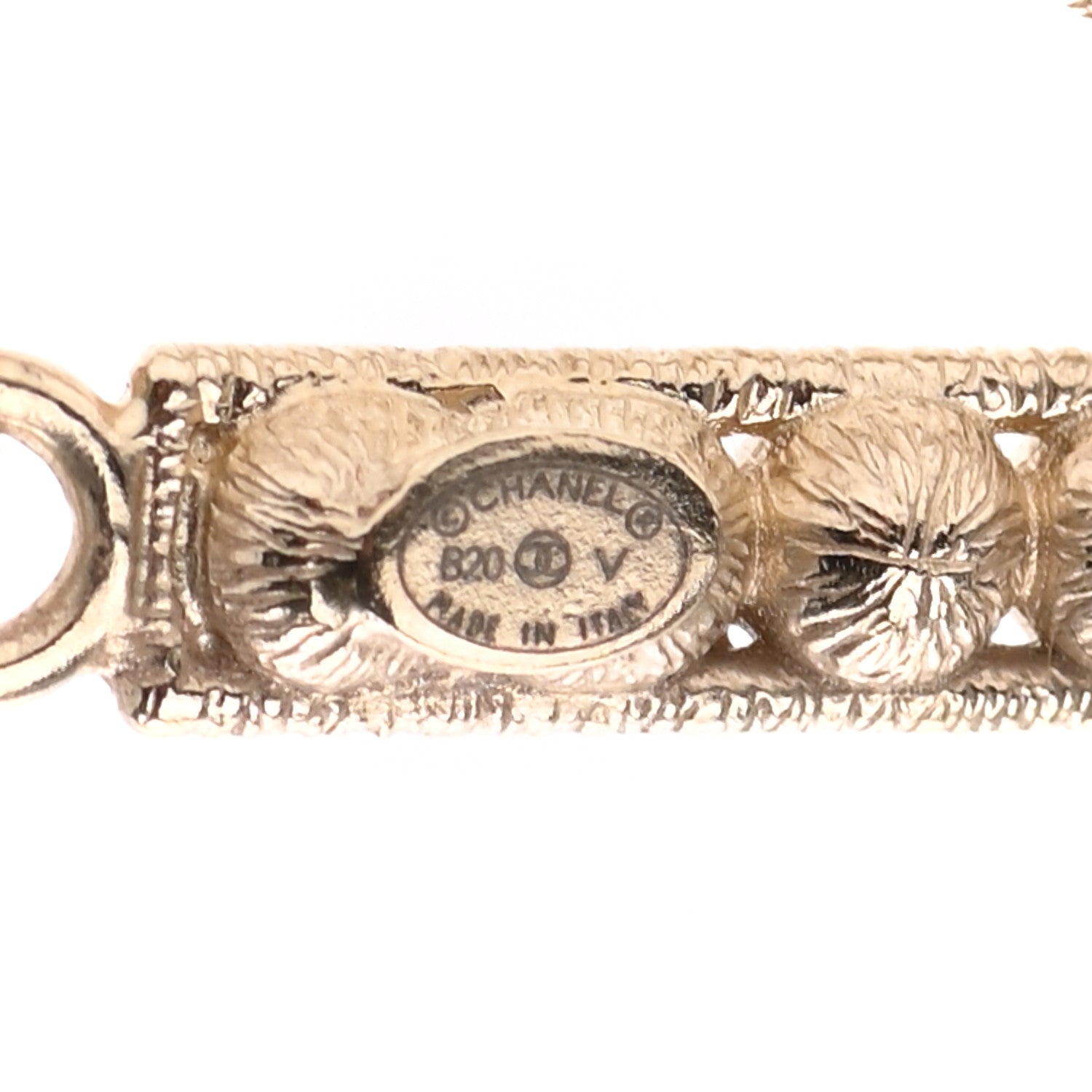Chanel Crystal Cha-Nel Logo Drop Earrings Gold 4 of 6