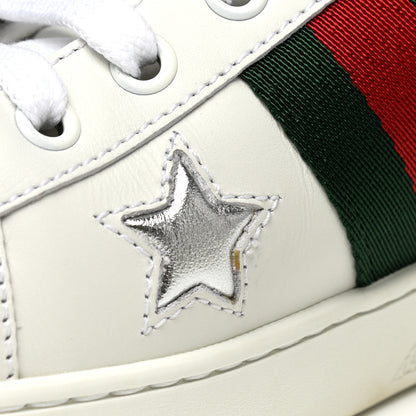 Gucci Calfskin Ayers Web Star Embroidered Womens Ace Sneakers 39.5 White Multi 10 of 12