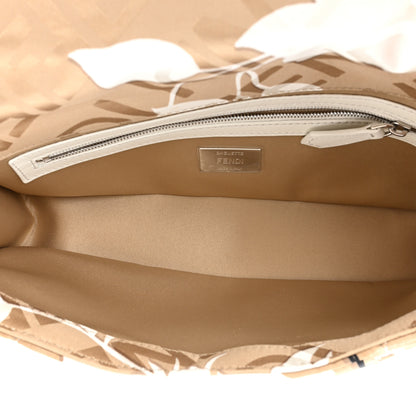 Fendi Seta Logo Rosa Scarf Baguette Beige Amido White 5 of 9