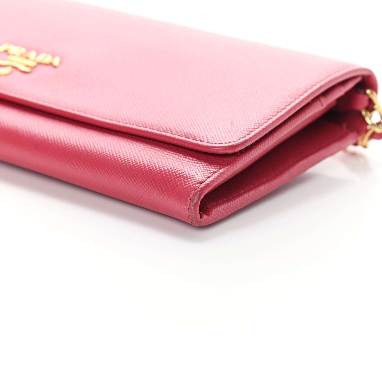 Prada Saffiano Metal Oro Chain Wallet Peonia 9 of 12