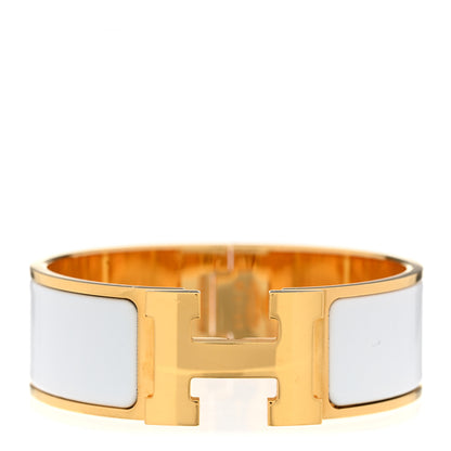 Hermes Enamel Wide Clic Clac H Bracelet PM White 1 of 6