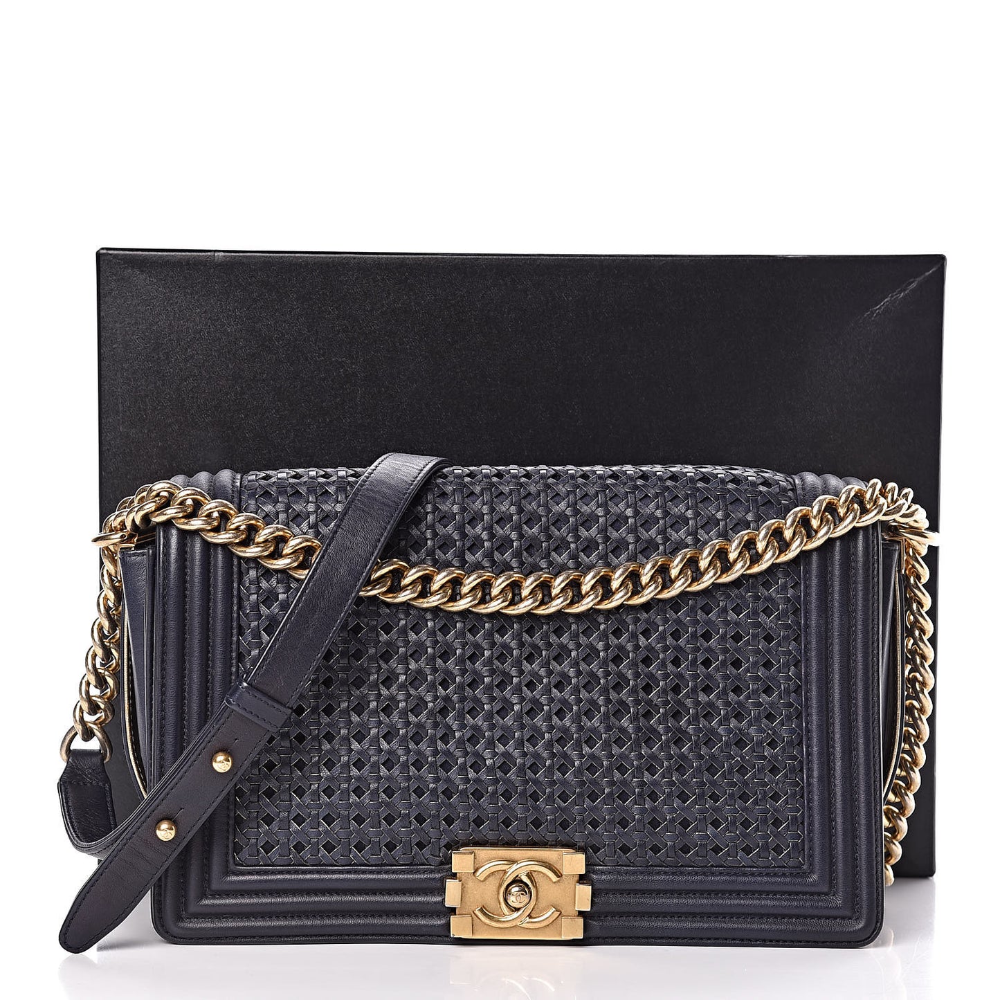 Braided Sheepskin New Medium Boy Flap Navy