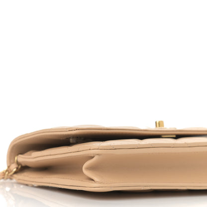 Chanel Lambskin Quilted CC Pearl Crush Wallet on Chain WOC Beige 9 of 10