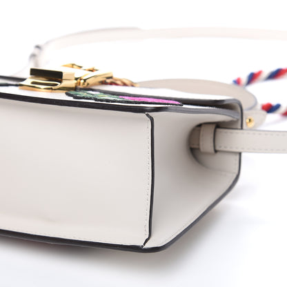 Gucci Calfskin Embroidered Mini Sylvie Top Handle Bag White 9 of 9