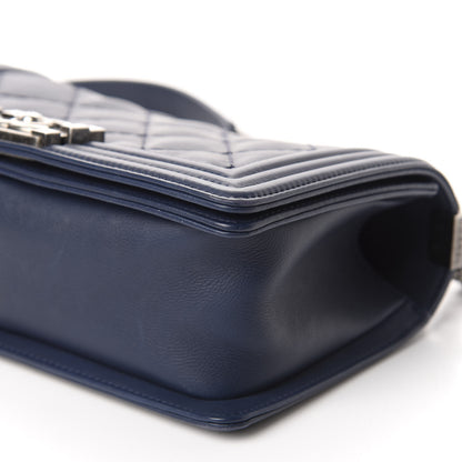 Chanel Calfskin Double Stitch Medium Boy Flap Navy Blue 7 of 12