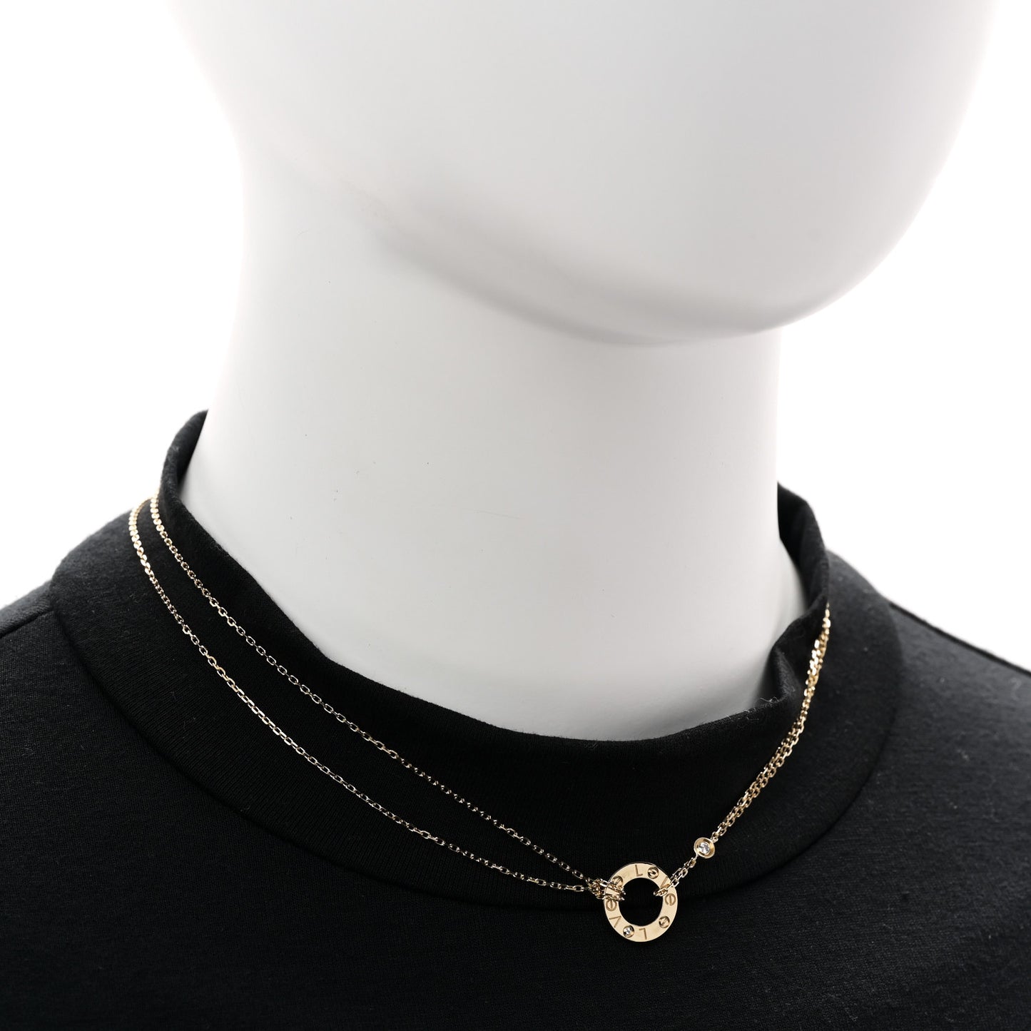 18K Yellow Gold 2 Diamond LOVE Necklace