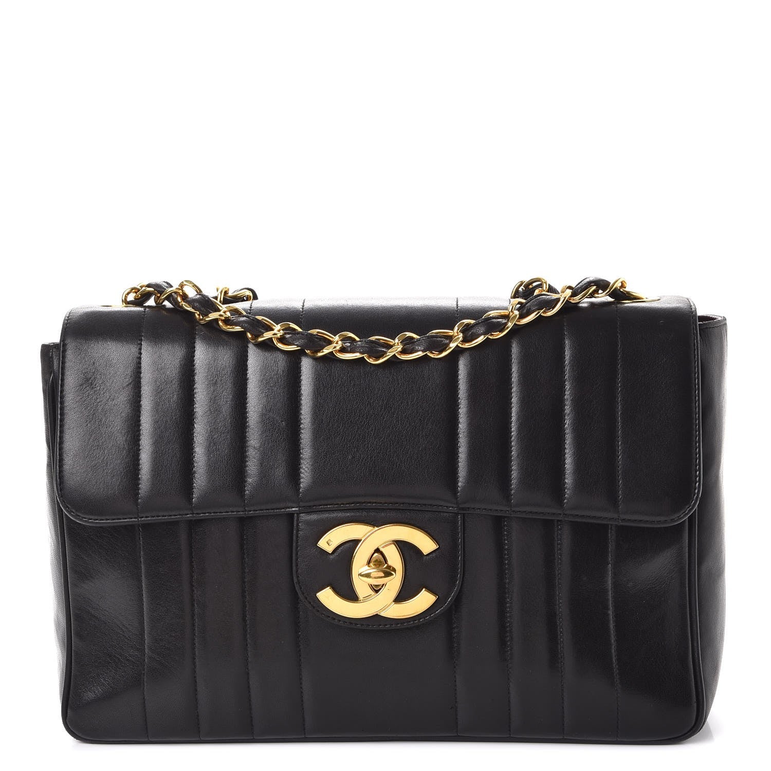 Chanel Lambskin Vertical Quilt Jumbo Single Flap Black 1 of 16