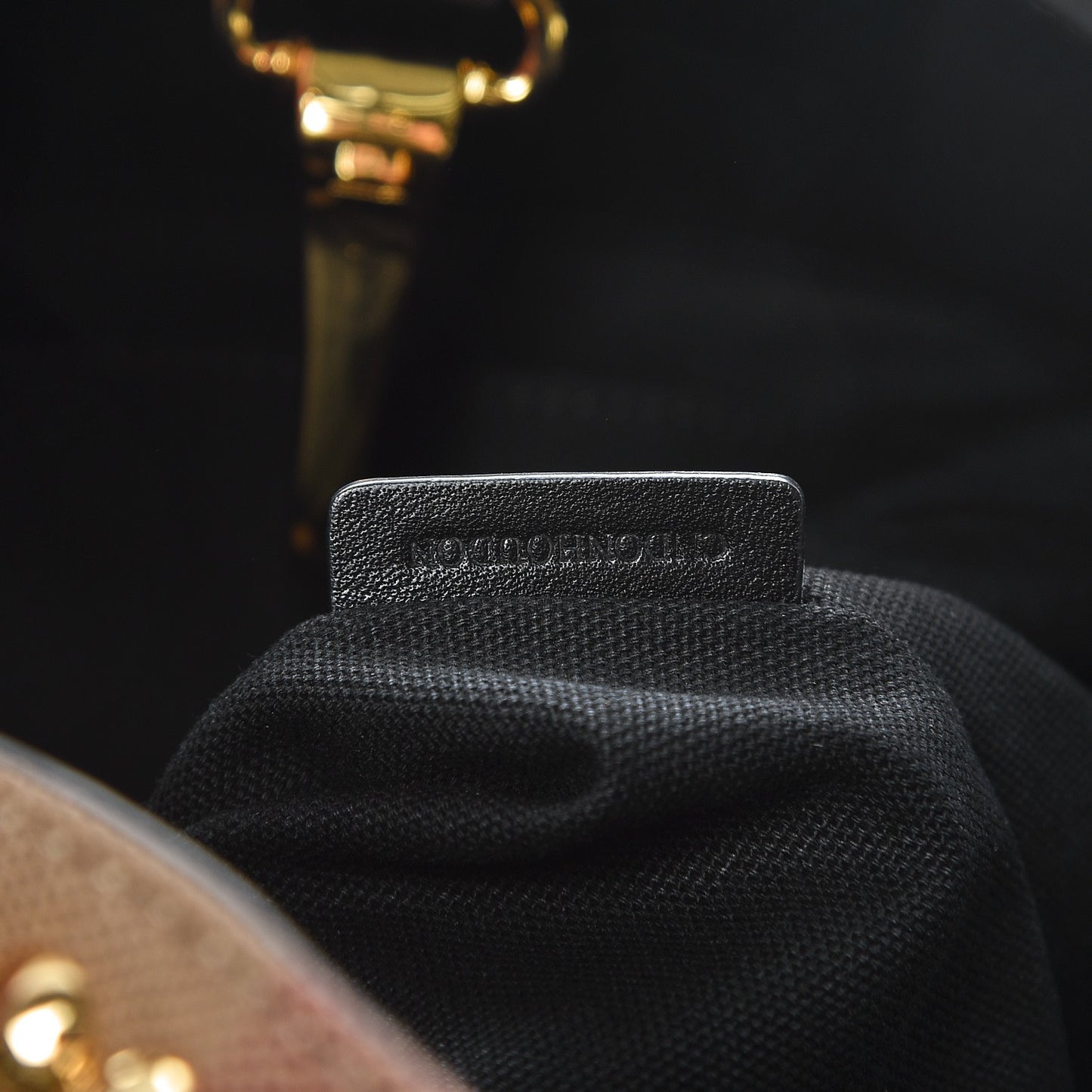 Canvas Mega Check Studded Medium Ashby Bucket Bag Black