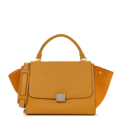 Celine Drummed Calfskin Suede Medium Trapeze Ocre 1 of 9