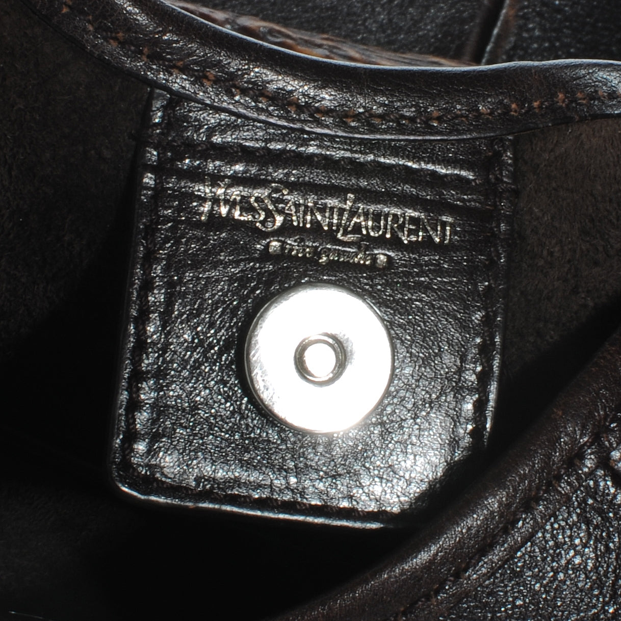 Saint Laurent Leather Mombasa Horn Bag Dark Brown 5 of 7