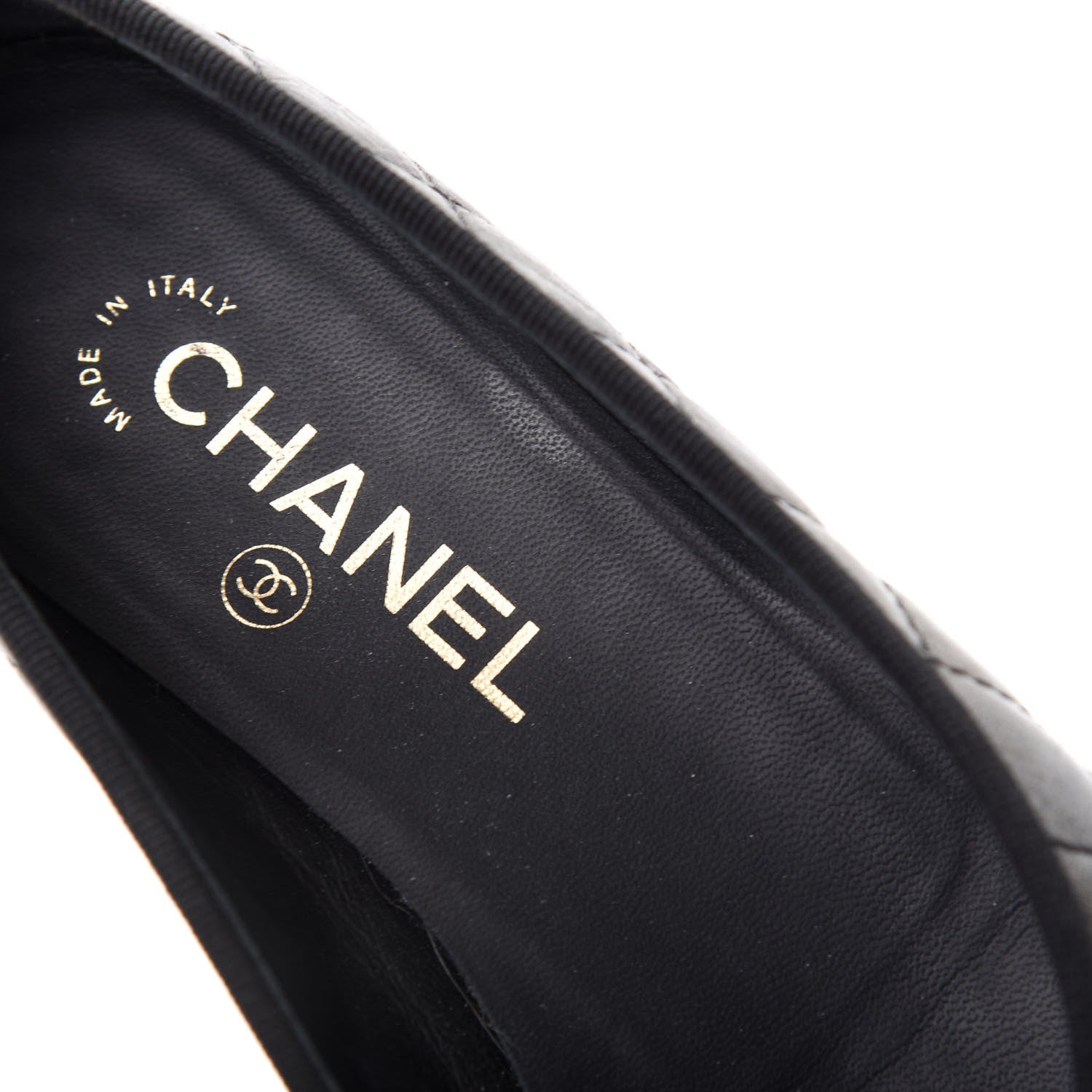 Chanel Metallic Aged Calfskin Quilted CC Cap Toe Ballerina Flats 37.5 Dark Silver 8 of 11