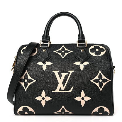 Louis Vuitton Empreinte Monogram Giant Speedy Bandouliere 25 Black Beige 1 of 8