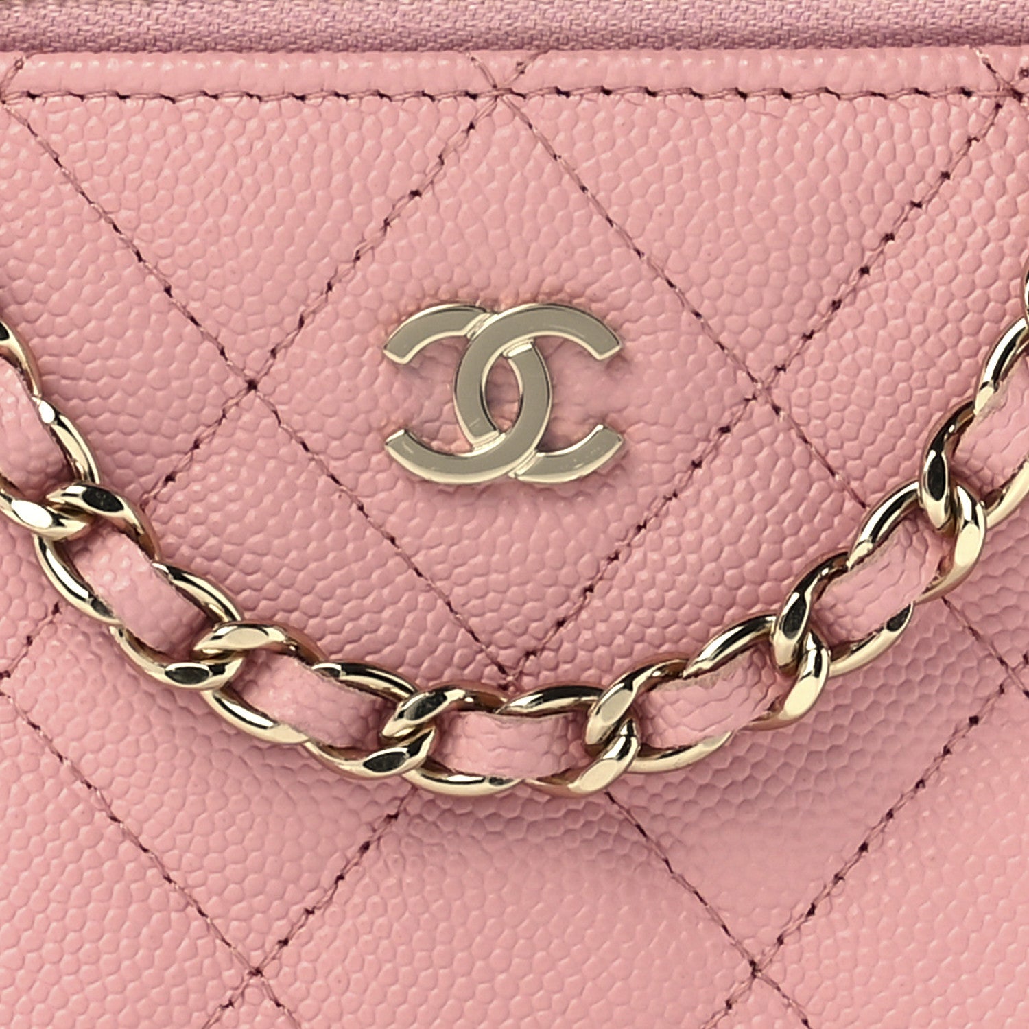Chanel Caviar Quilted Small Vanity Case With Chain Pink 8 of 12