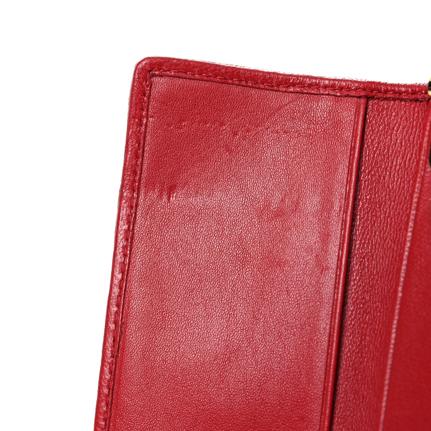 Miu Miu Nappa Matelasse Flap Card Holder Key Ring Fuoco 7 of 15