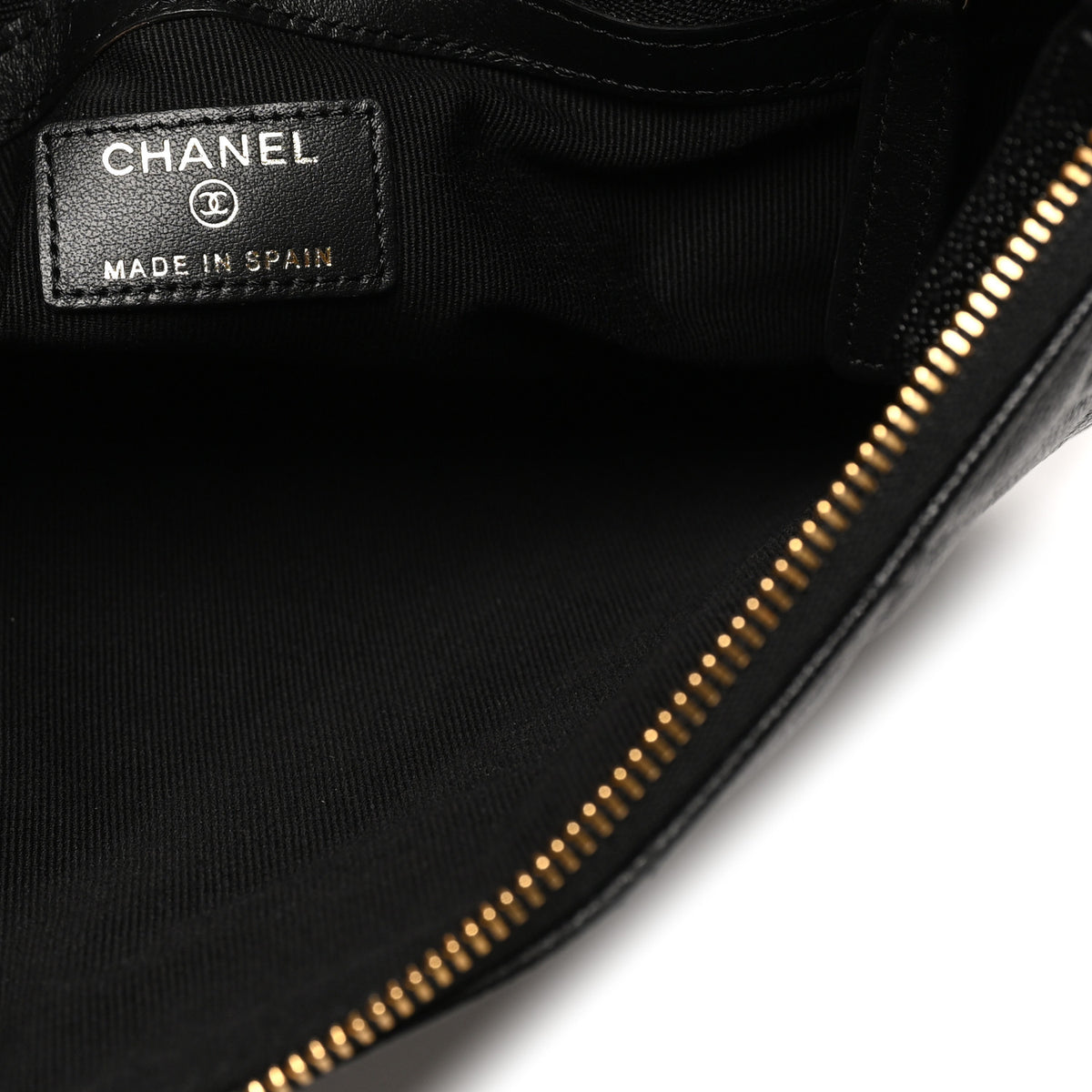 Chanel Caviar Quilted Studded CC Medium Cosmetic Case Black 6 of 9