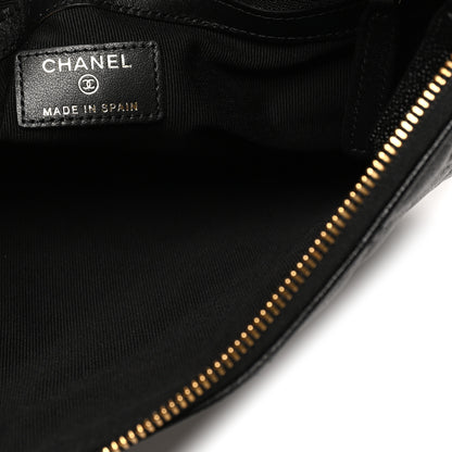 Chanel Caviar Quilted Studded CC Medium Cosmetic Case Black 6 of 9