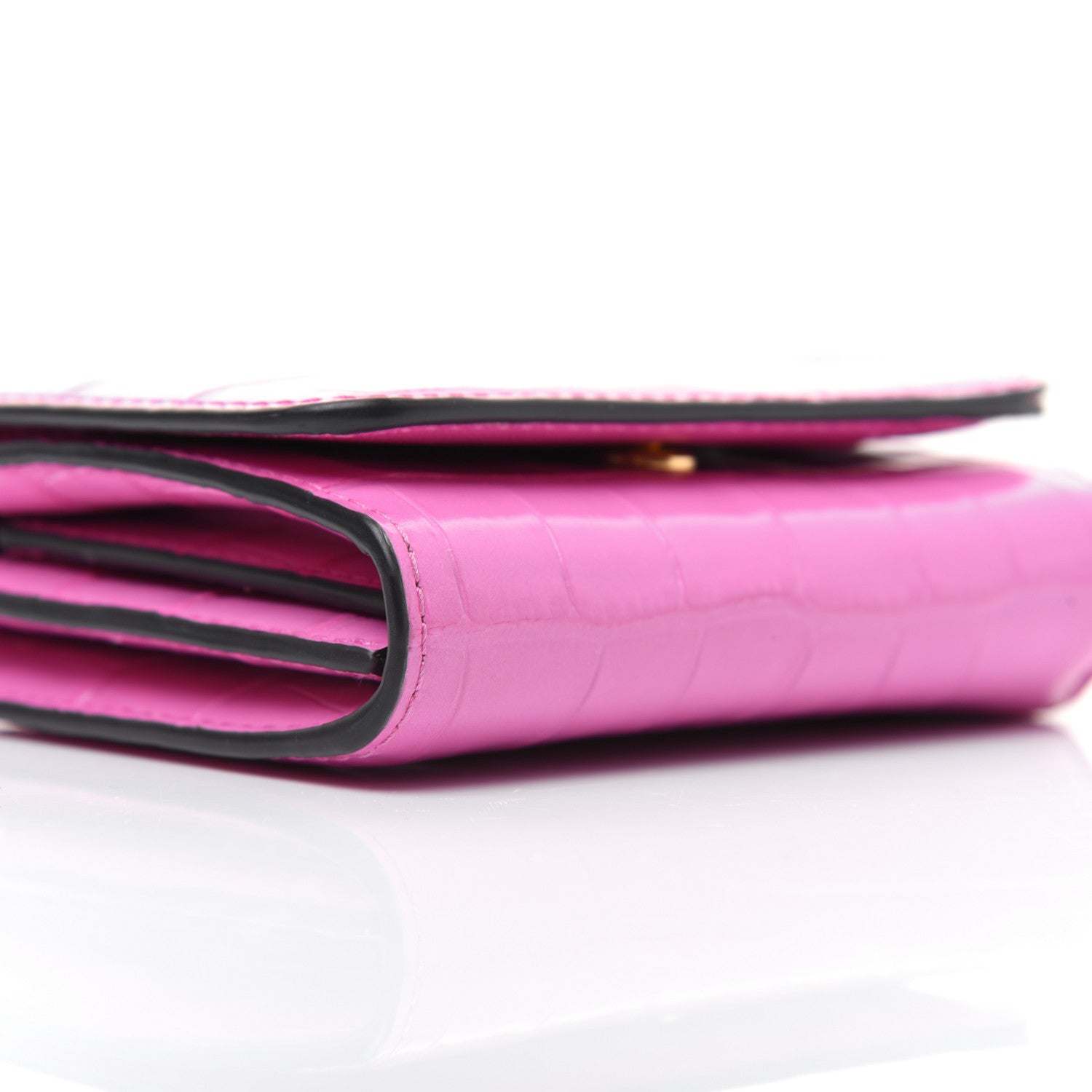 Mulberry Crocodile Embossed Calfskin Small French Continental Wallet Raspberry Pink 6 of 14