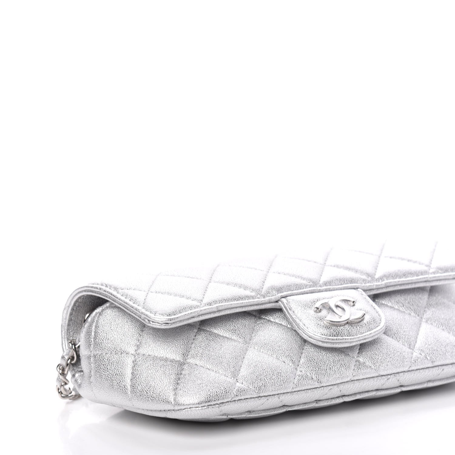 Chanel Metallic Lambskin Quilted Glasses Case With Chain Silver 9 of 11