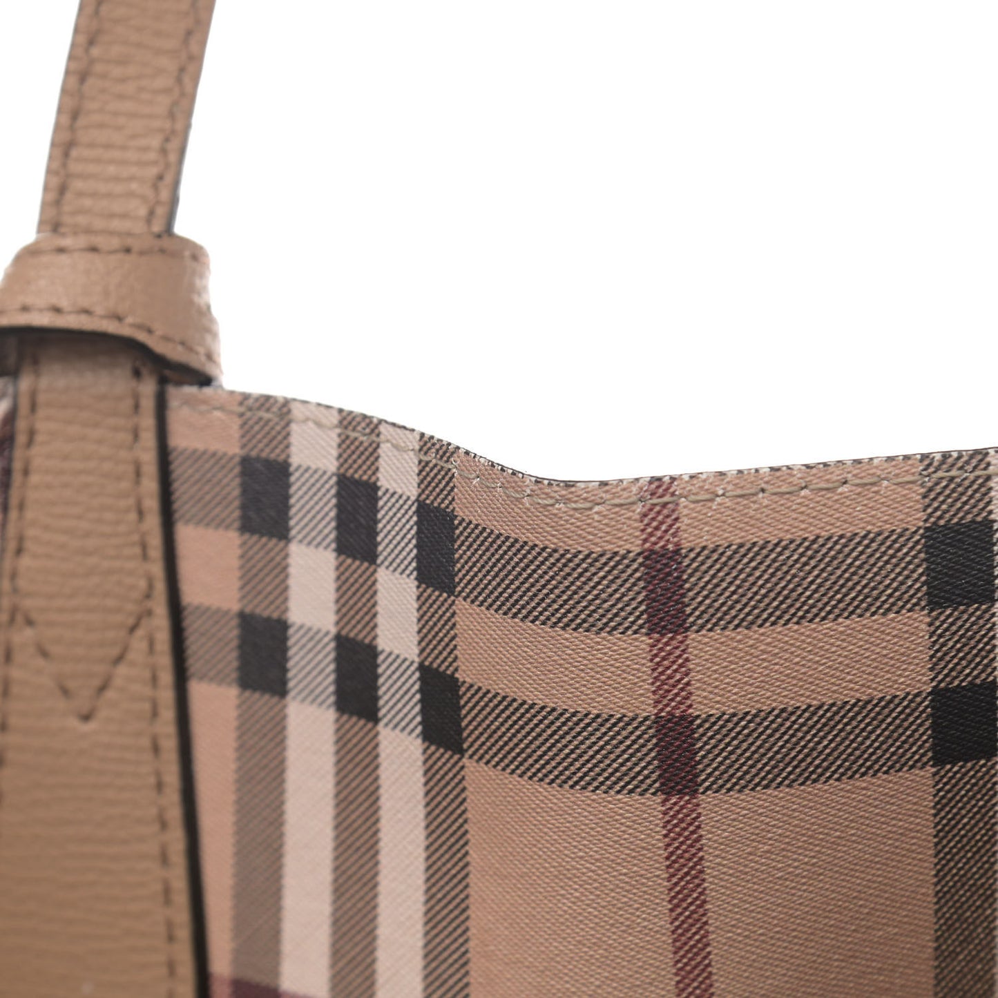 Grainy Calfskin Haymarket Check Medium Reversible Tote Camel