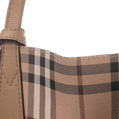 Burberry Grainy Calfskin Haymarket Check Medium Reversible Tote Camel 27 of 28