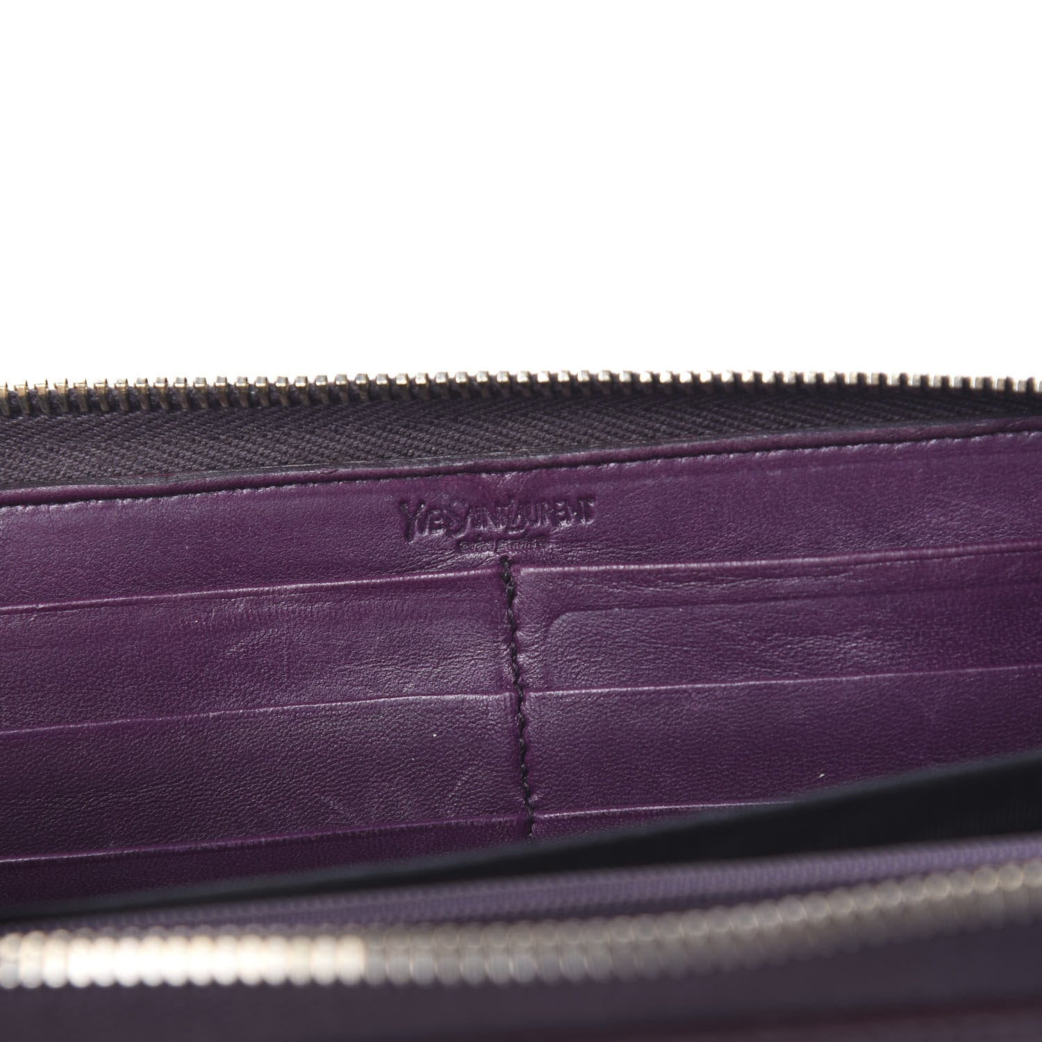 Saint Laurent Patent Y Mail Zip Around Wallet Purple 5 of 6