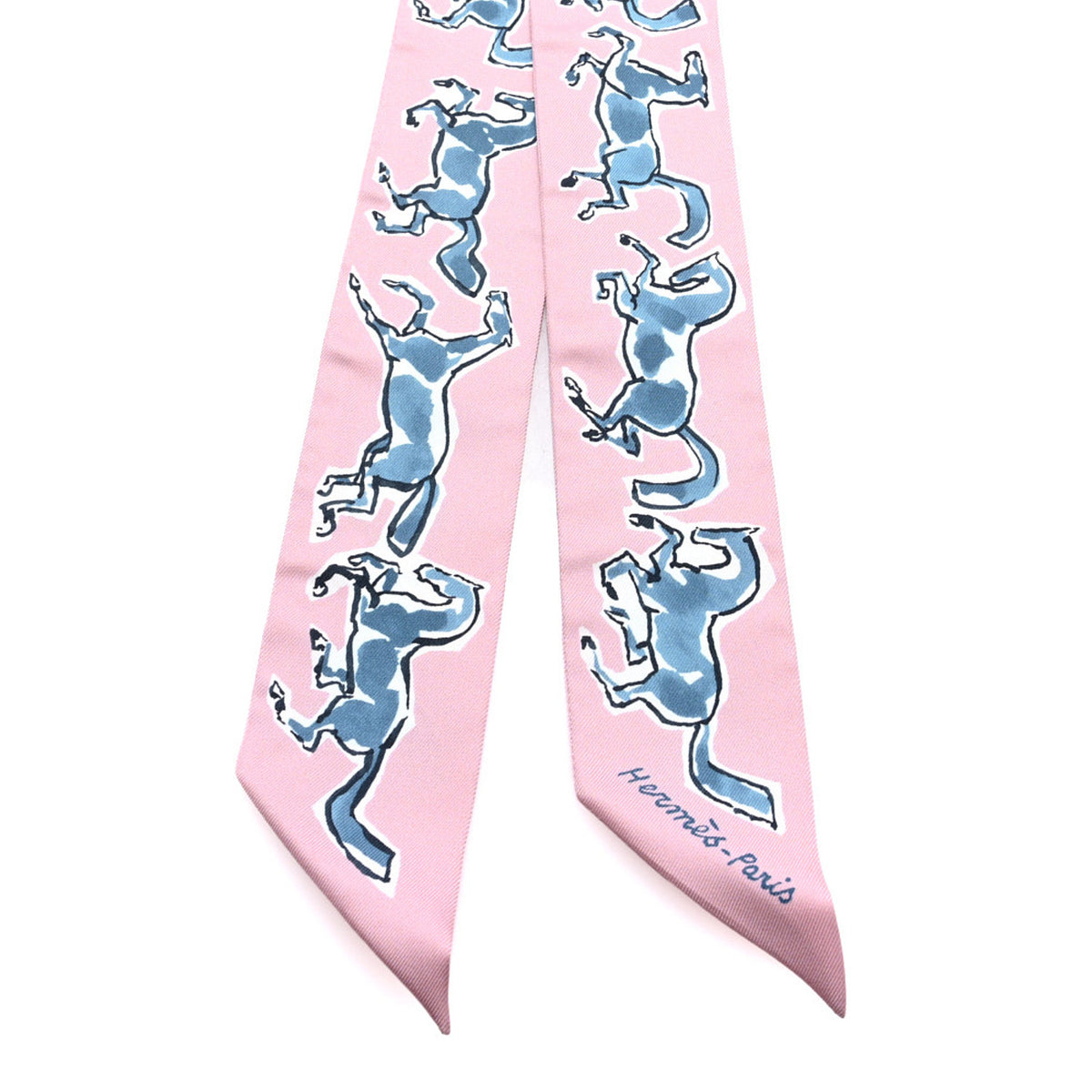 Silk Chevaux En Liberte Twilly Vieux Rose Bleu