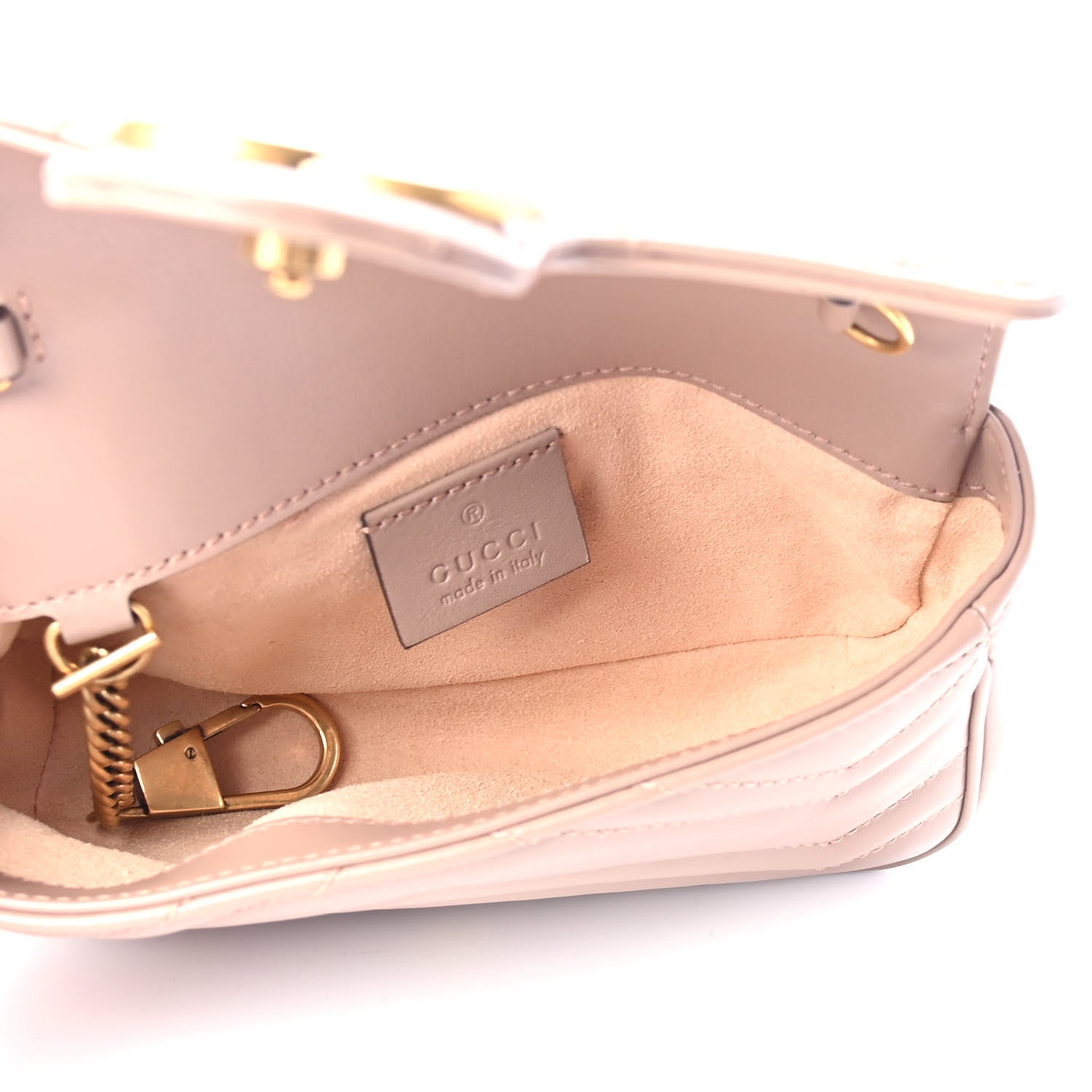 Gucci Calfskin Matelasse Super Mini GG Marmont Shoulder Bag Porcelain Rose 4 of 4