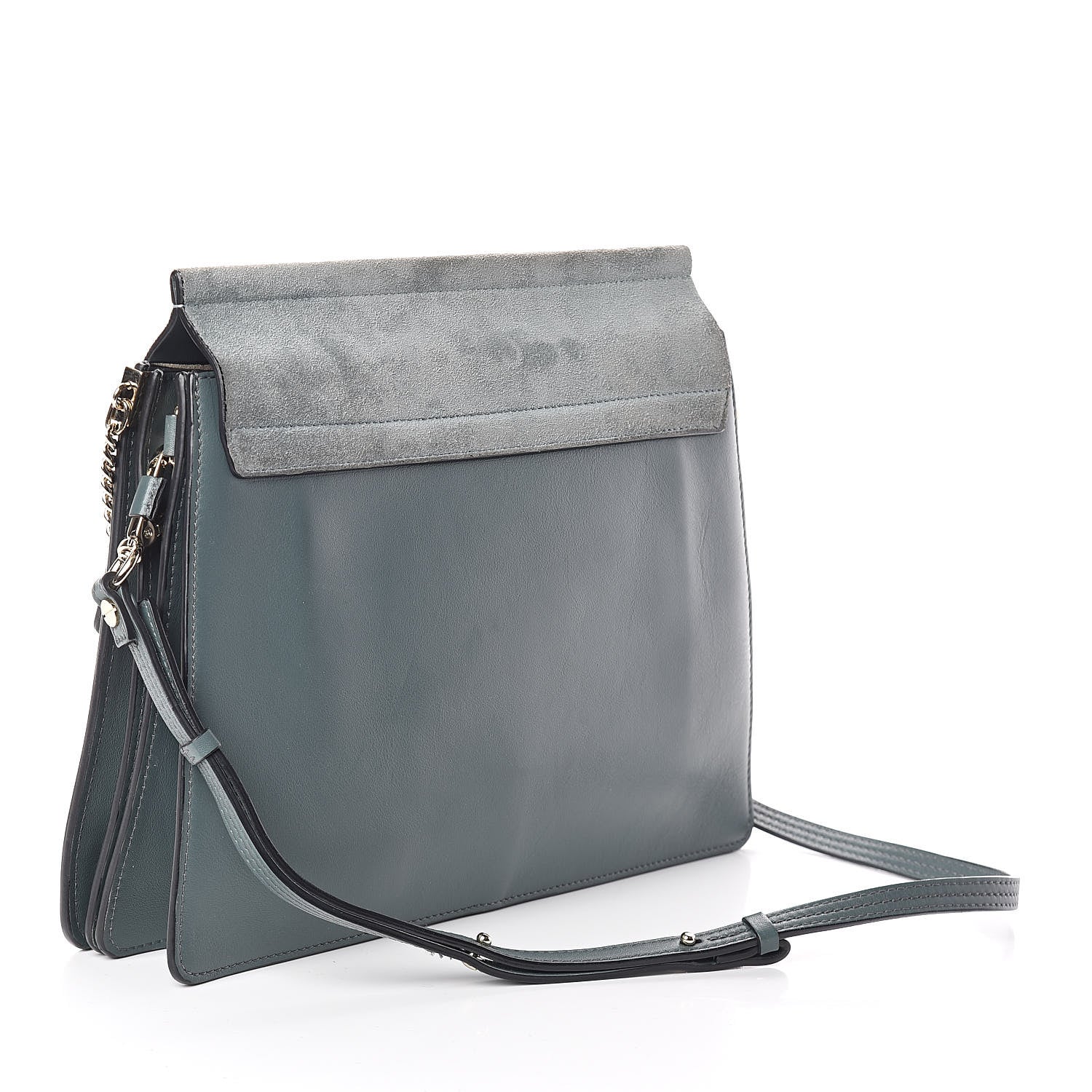 Chloe Suede Calfskin Medium Faye Shoulder Bag Cloudy Blue 3 of 14