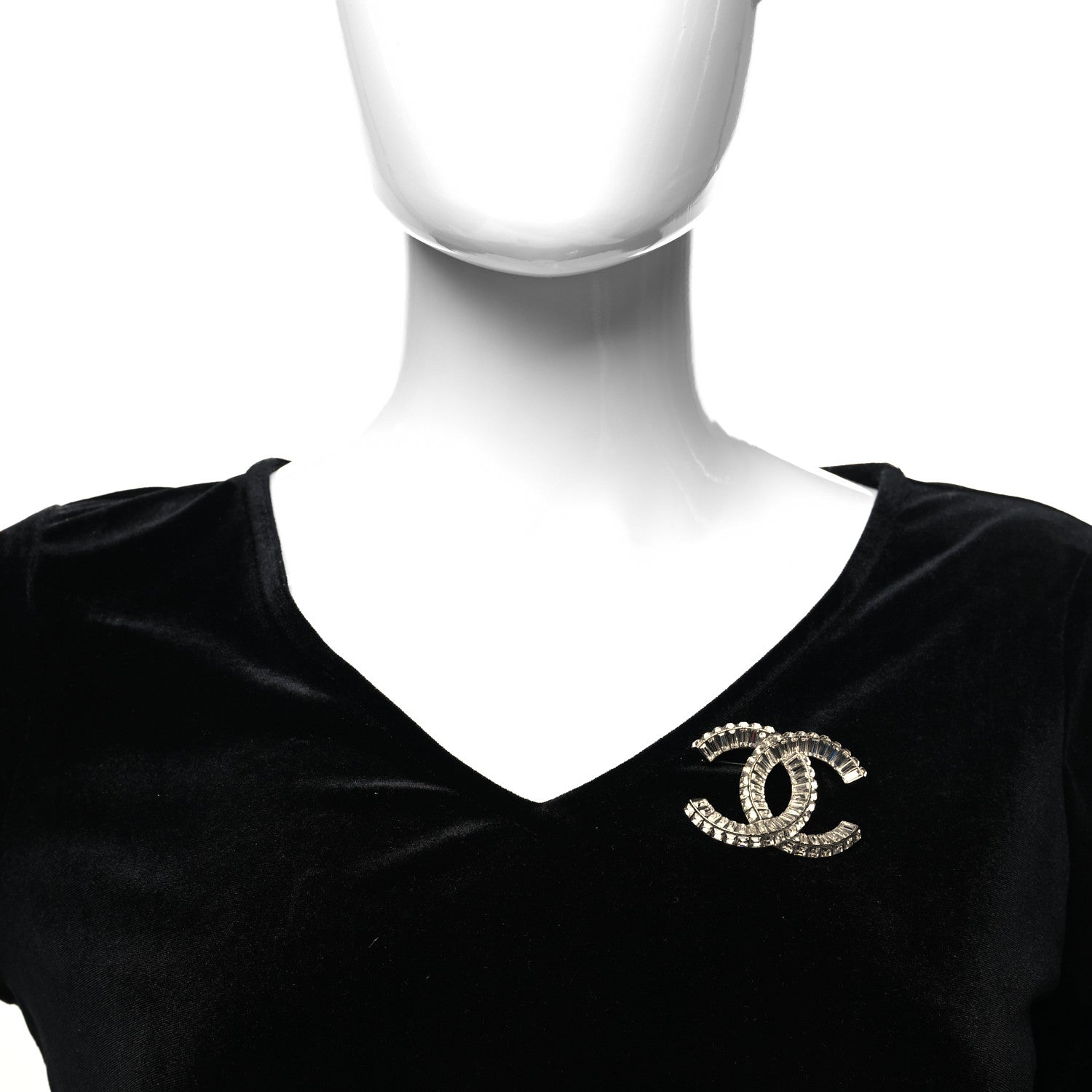 Chanel Baguette Crystal CC Brooch Silver 3 of 4
